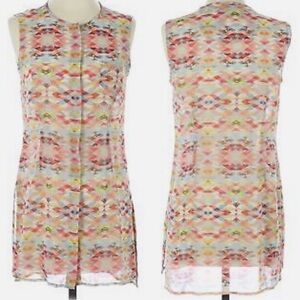 CAbi Sleeveless Tunic Blouse Colorful Geometric Size Small